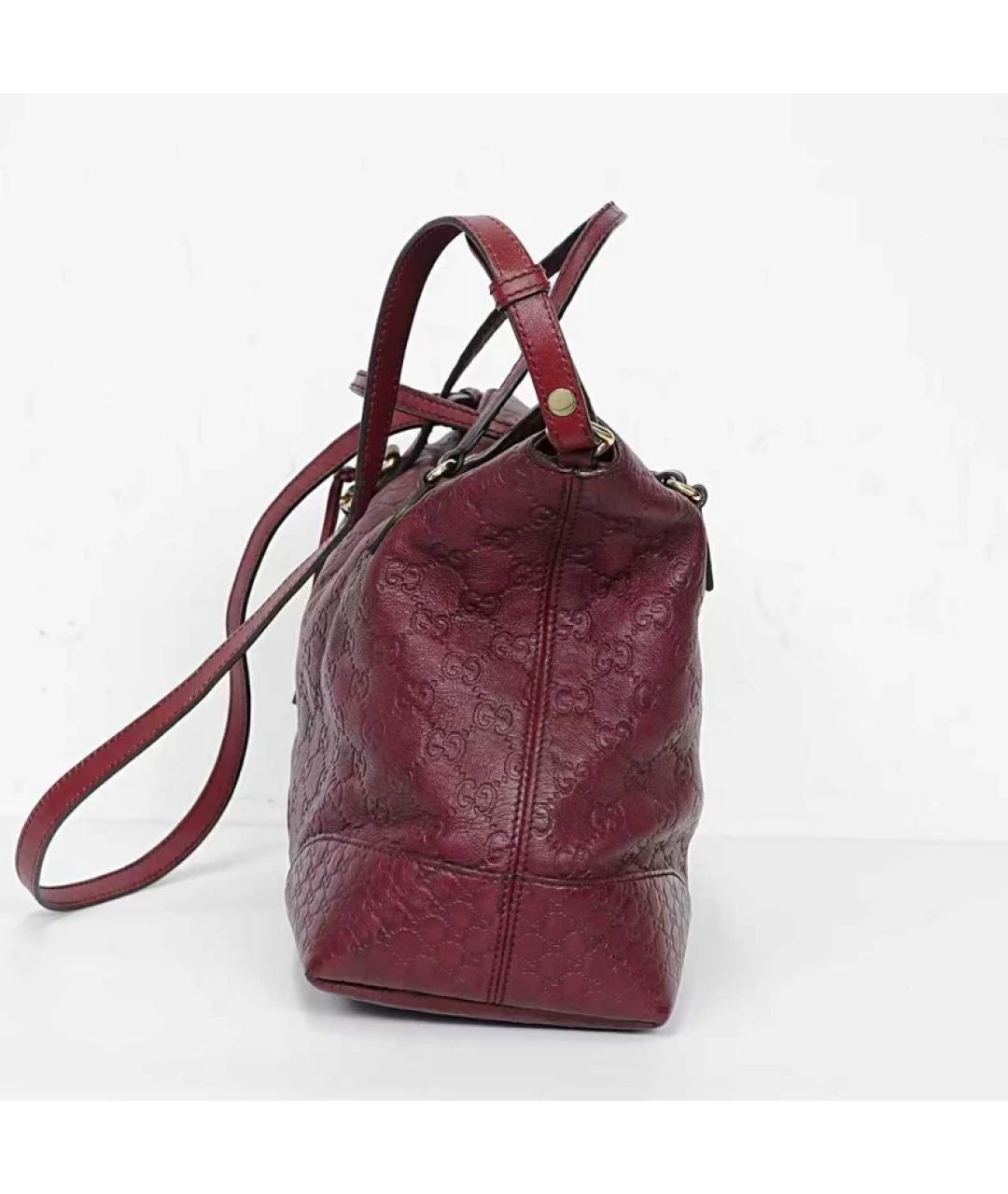 GUCCI Бордовая кожаная сумка с короткими ручками, фото 3