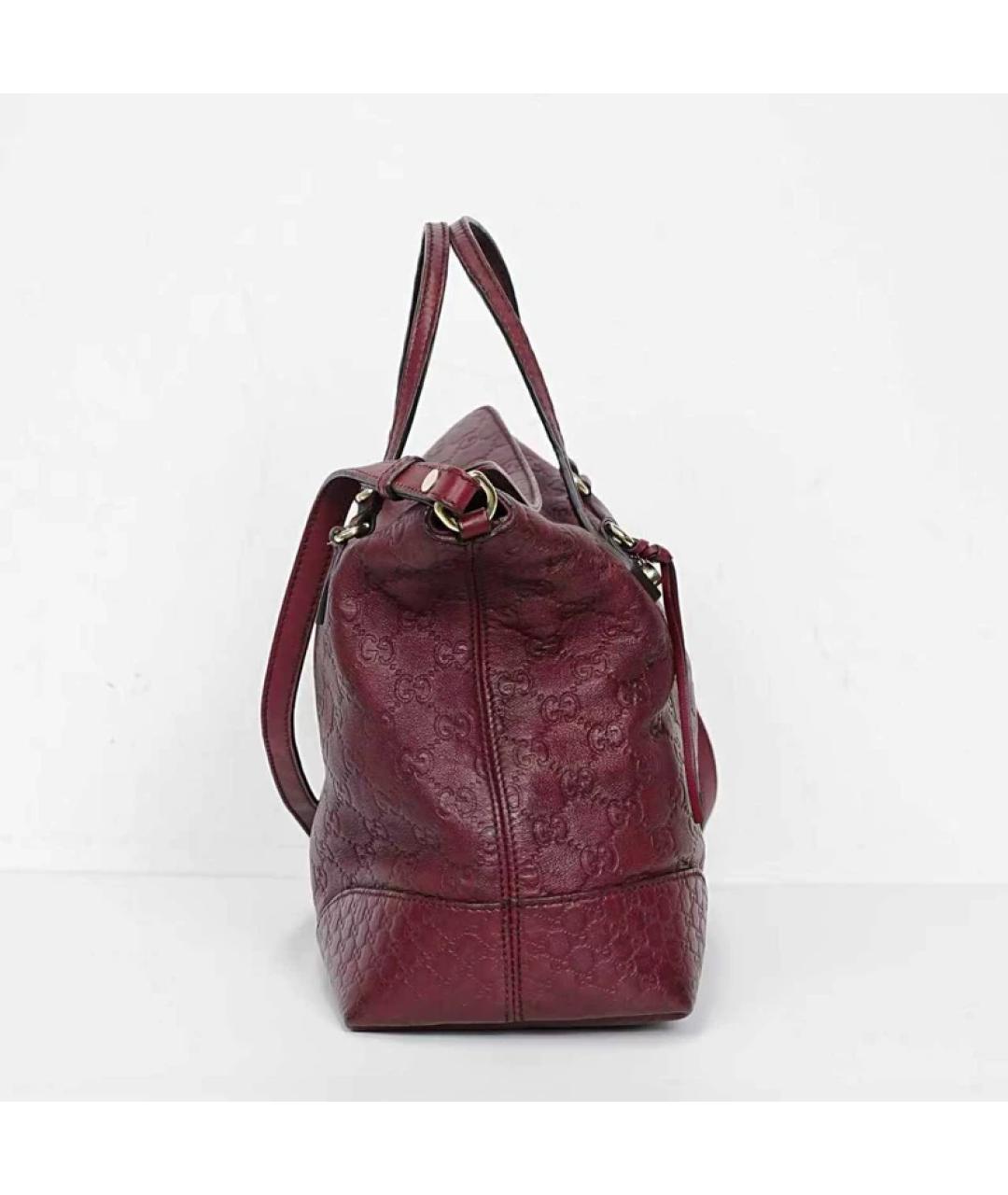 GUCCI Бордовая кожаная сумка с короткими ручками, фото 6