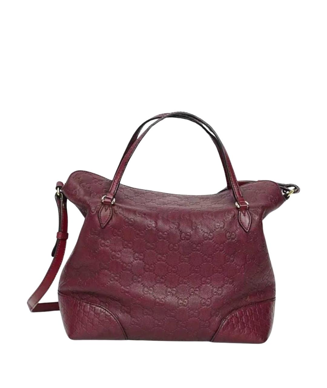 GUCCI Бордовая кожаная сумка с короткими ручками, фото 1
