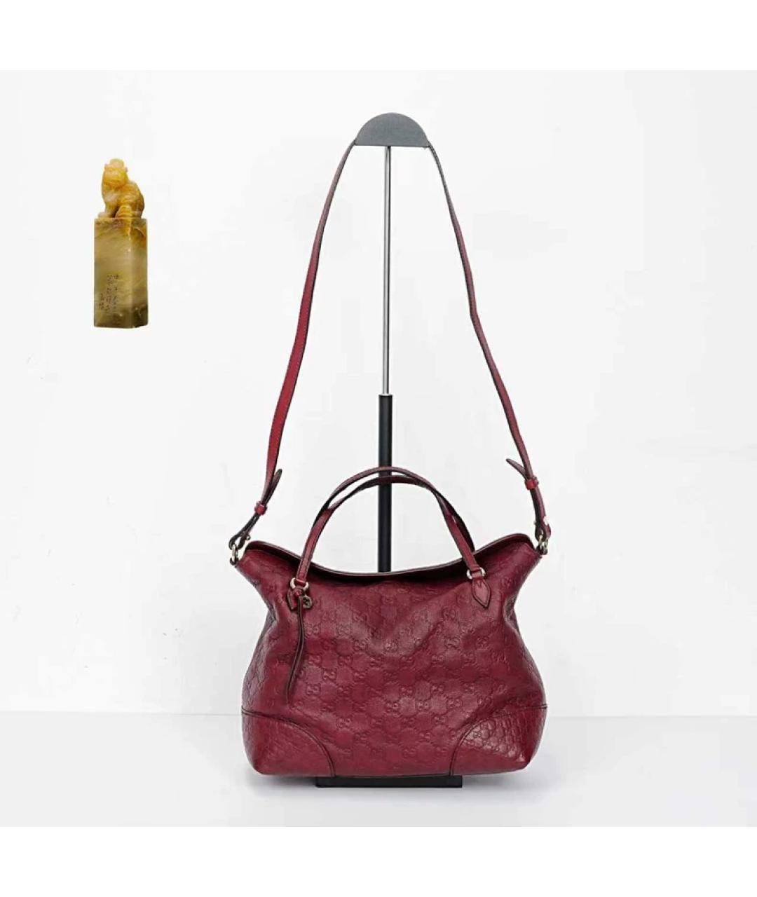 GUCCI Бордовая кожаная сумка с короткими ручками, фото 9