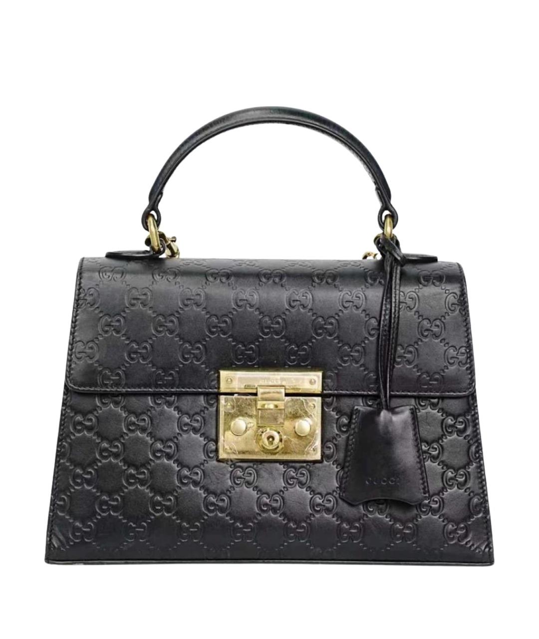 GUCCI Черная кожаная сумка с короткими ручками, фото 1