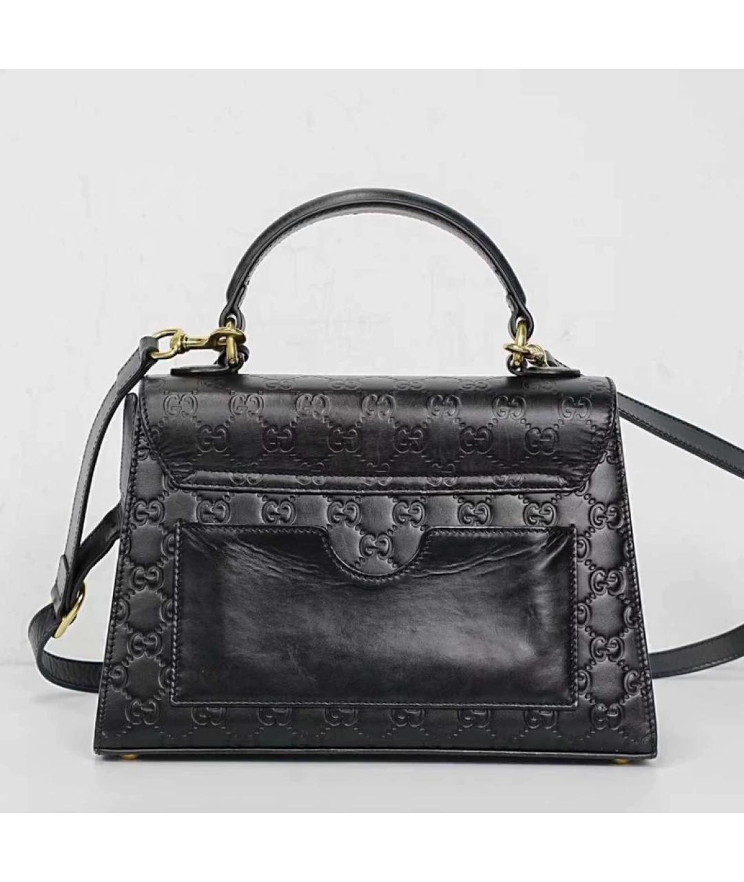 GUCCI Черная кожаная сумка с короткими ручками, фото 2