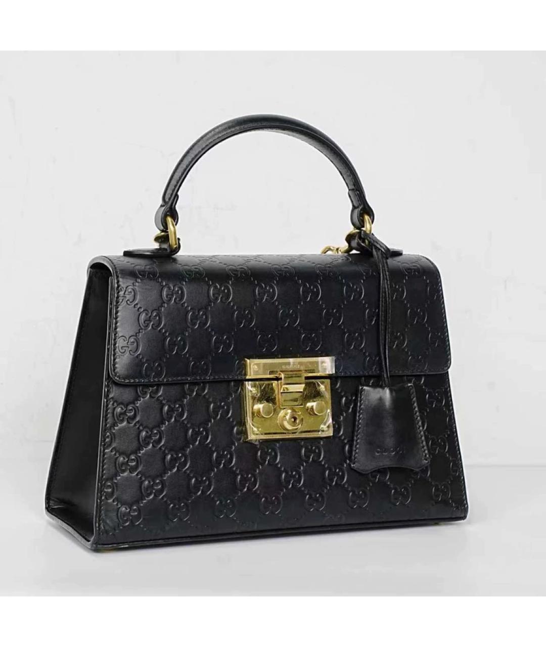 GUCCI Черная кожаная сумка с короткими ручками, фото 5