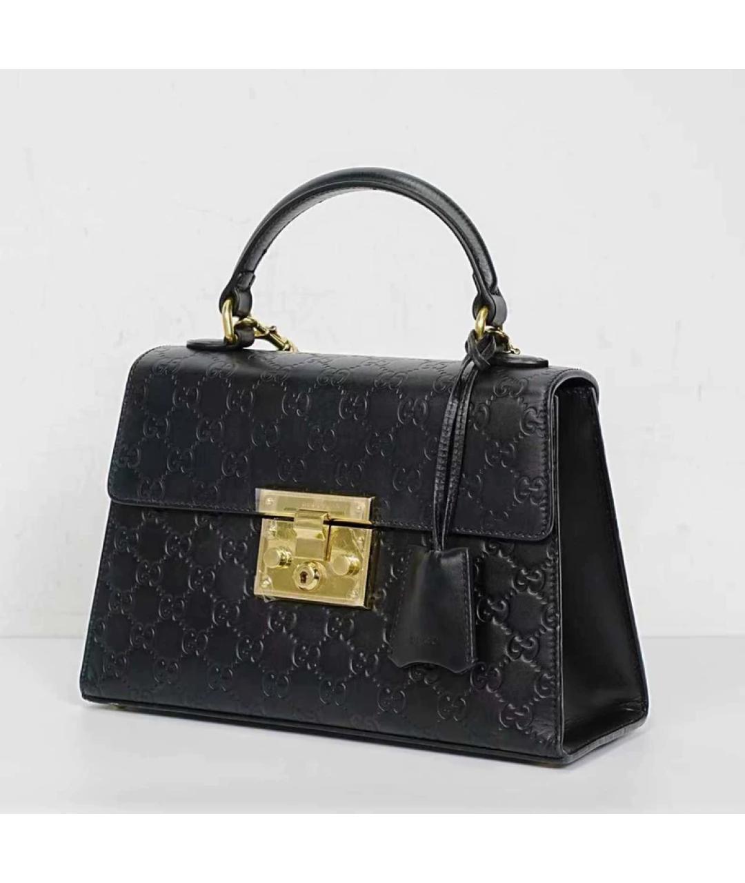 GUCCI Черная кожаная сумка с короткими ручками, фото 4