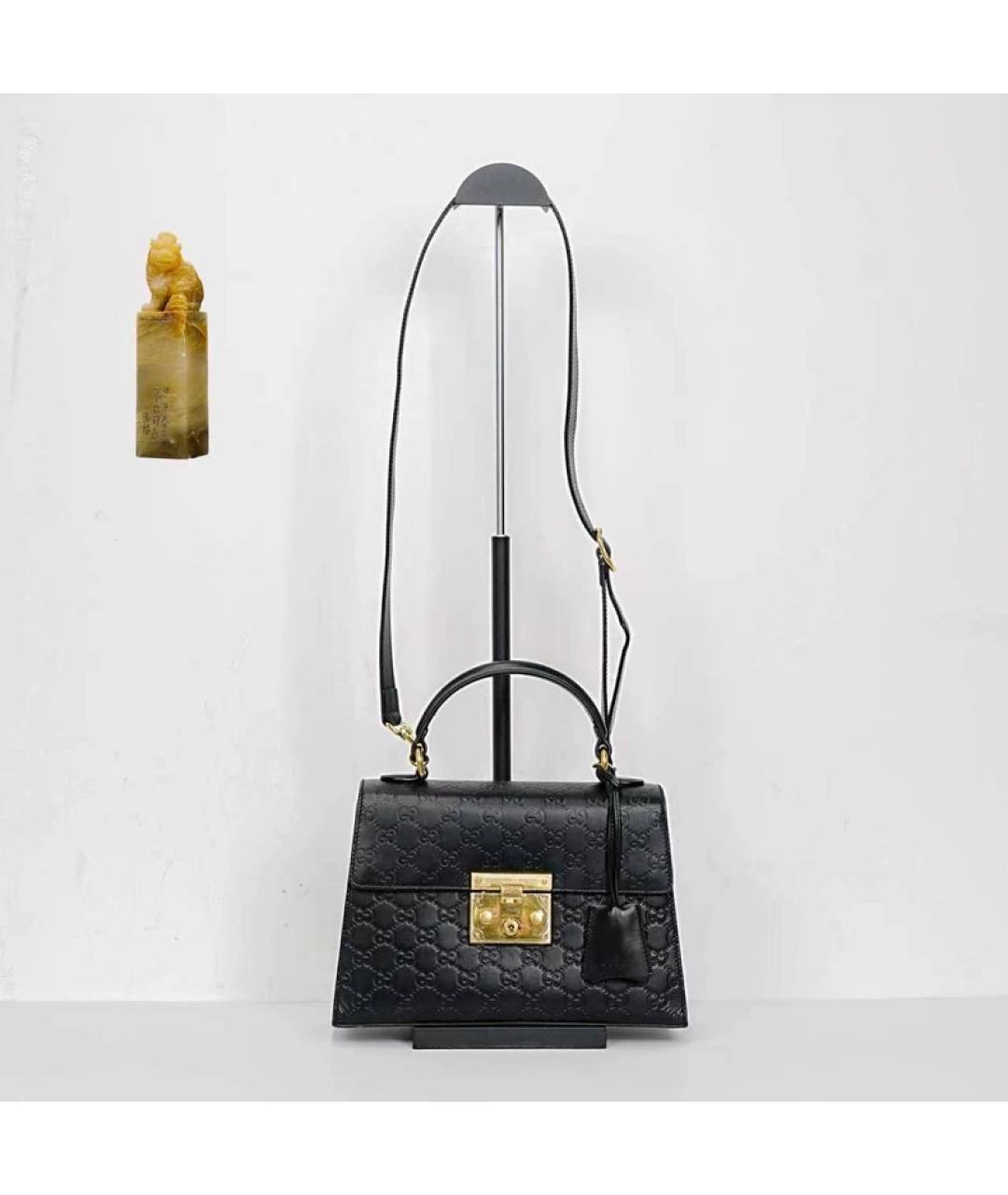 GUCCI Черная кожаная сумка с короткими ручками, фото 9