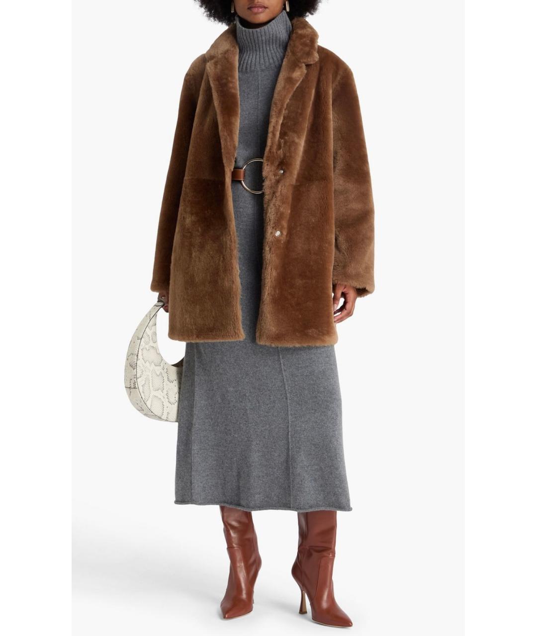 YVES SALOMON Коричневая меховая шуба, фото 2