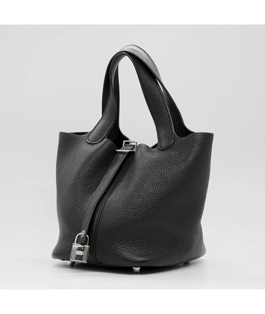 HERMES Черная кожаная сумка с короткими ручками, фото 3