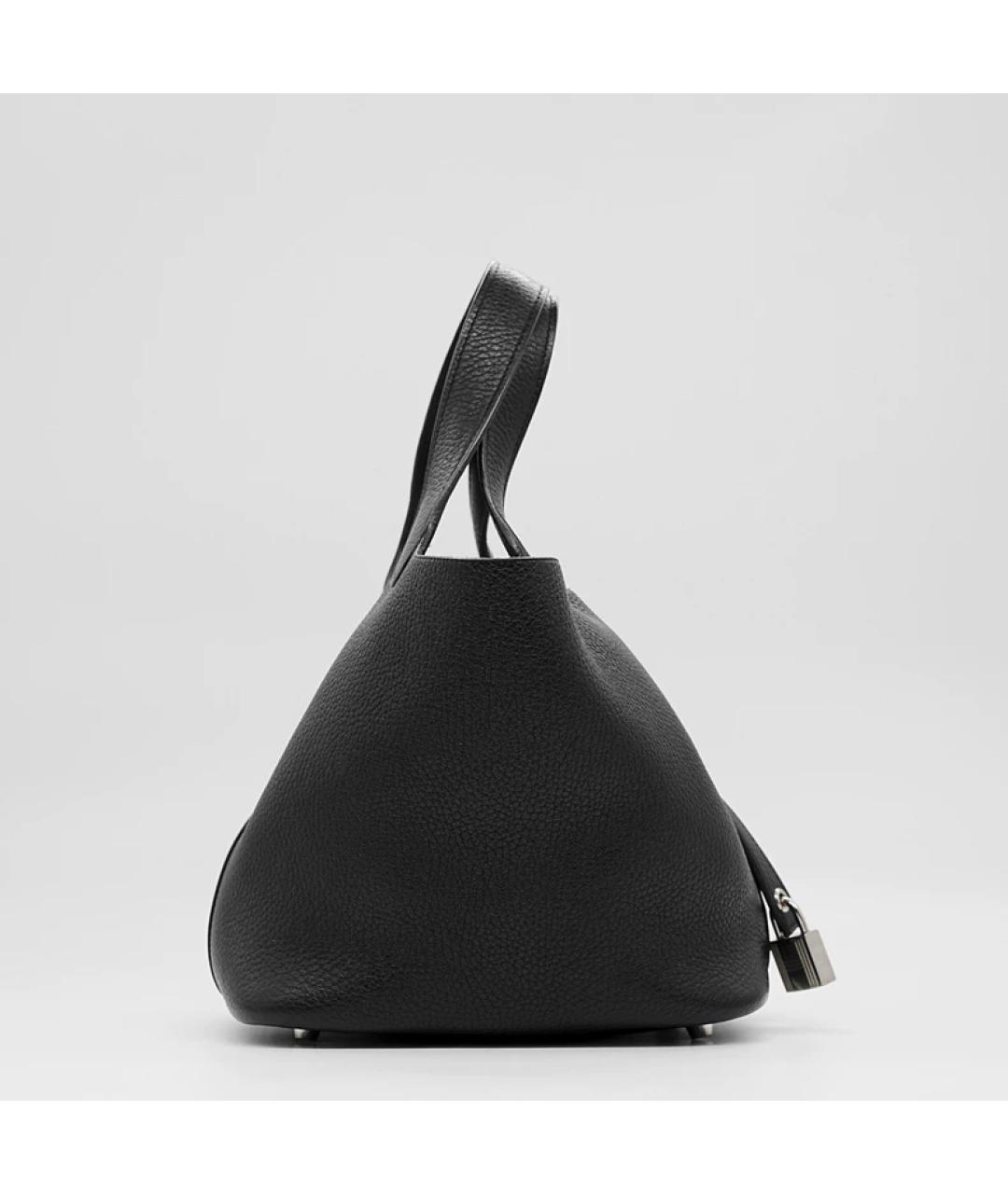 HERMES Черная кожаная сумка с короткими ручками, фото 5