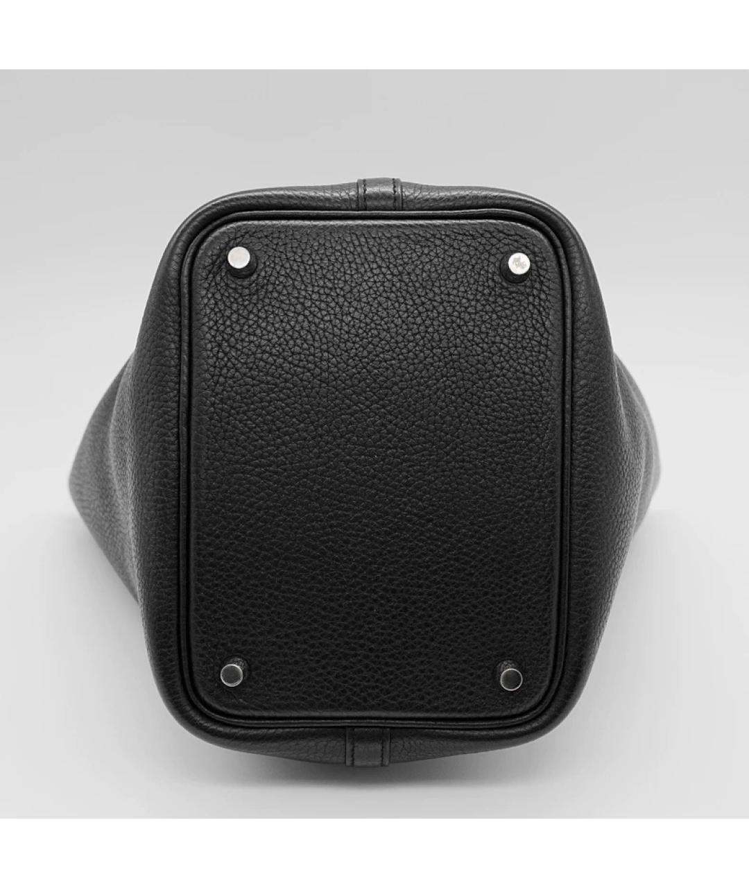 HERMES Черная кожаная сумка с короткими ручками, фото 7