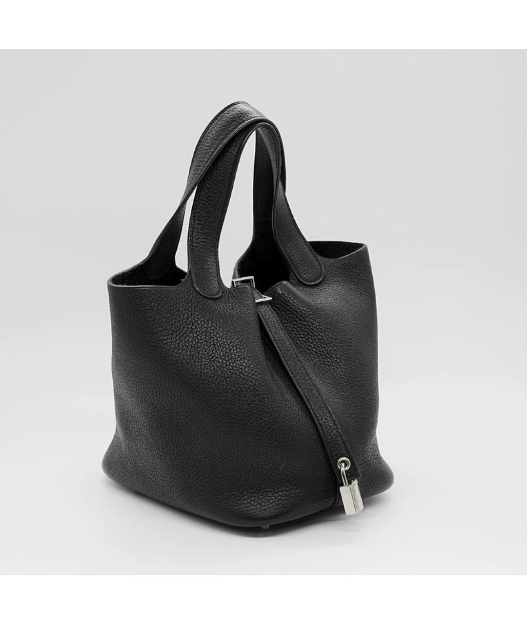 HERMES Черная кожаная сумка с короткими ручками, фото 2