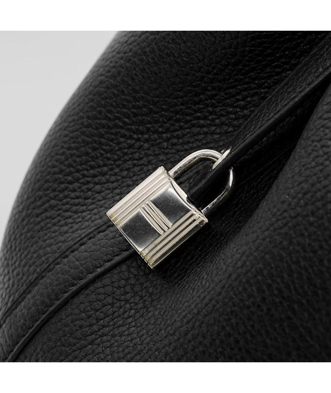 HERMES Черная кожаная сумка с короткими ручками, фото 8