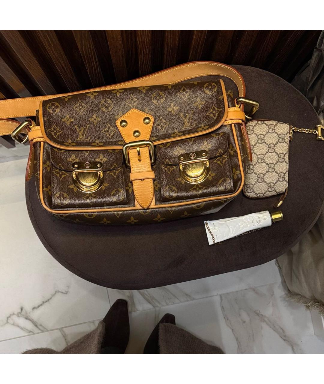 LOUIS VUITTON Коричневая кожаная сумка через плечо, фото 9