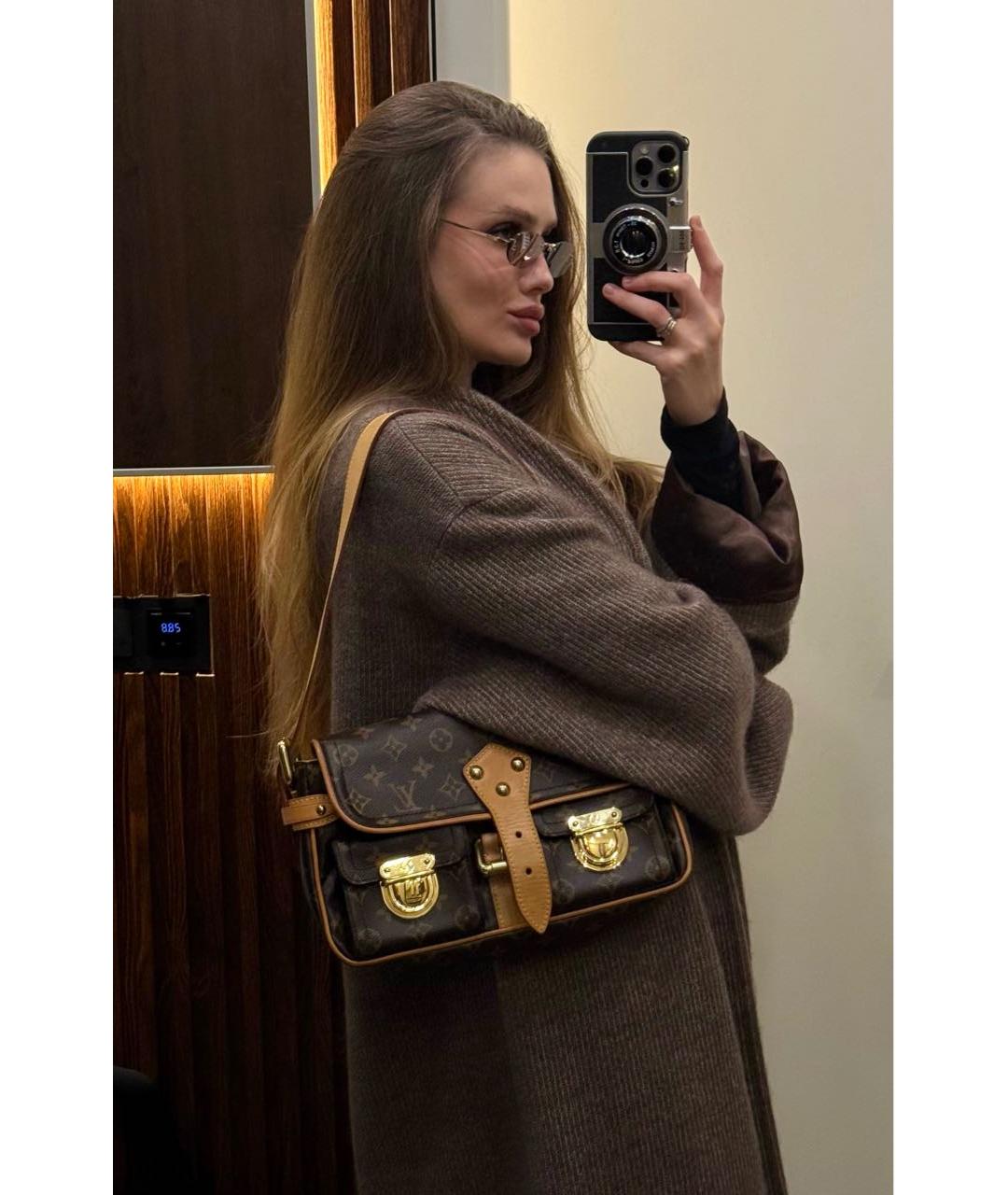 LOUIS VUITTON Коричневая кожаная сумка через плечо, фото 6