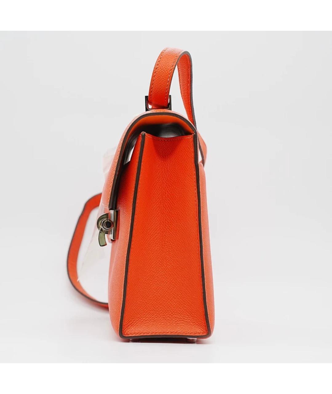 HERMES Оранжевая кожаная сумка с короткими ручками, фото 7