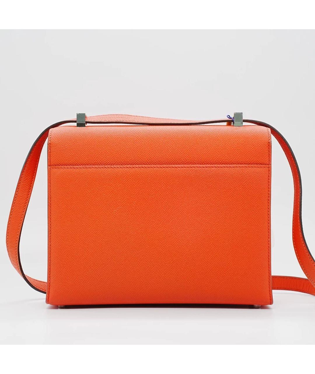 HERMES Оранжевая кожаная сумка с короткими ручками, фото 2