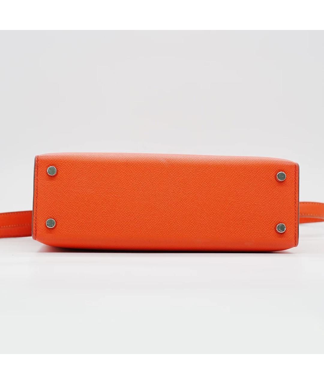 HERMES Оранжевая кожаная сумка с короткими ручками, фото 8