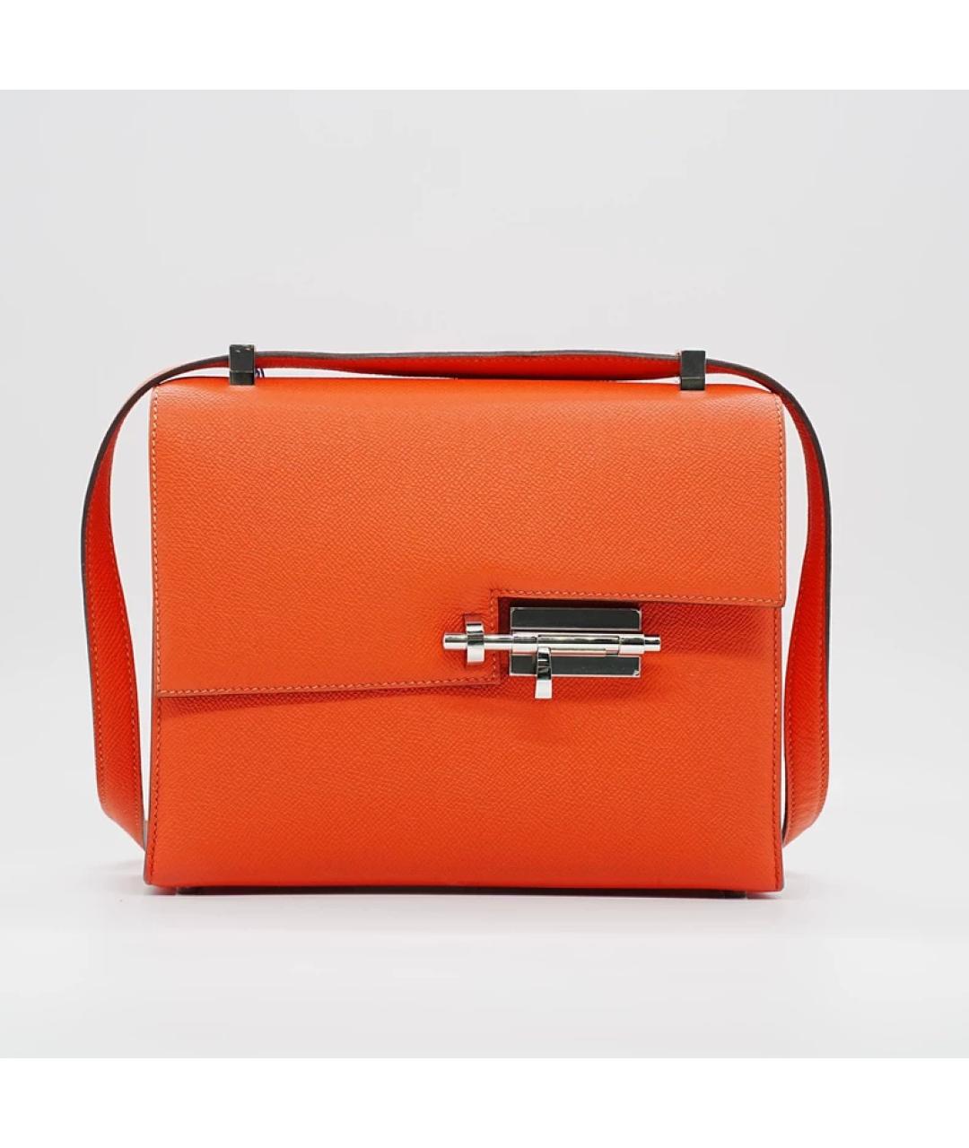 HERMES Оранжевая кожаная сумка с короткими ручками, фото 10