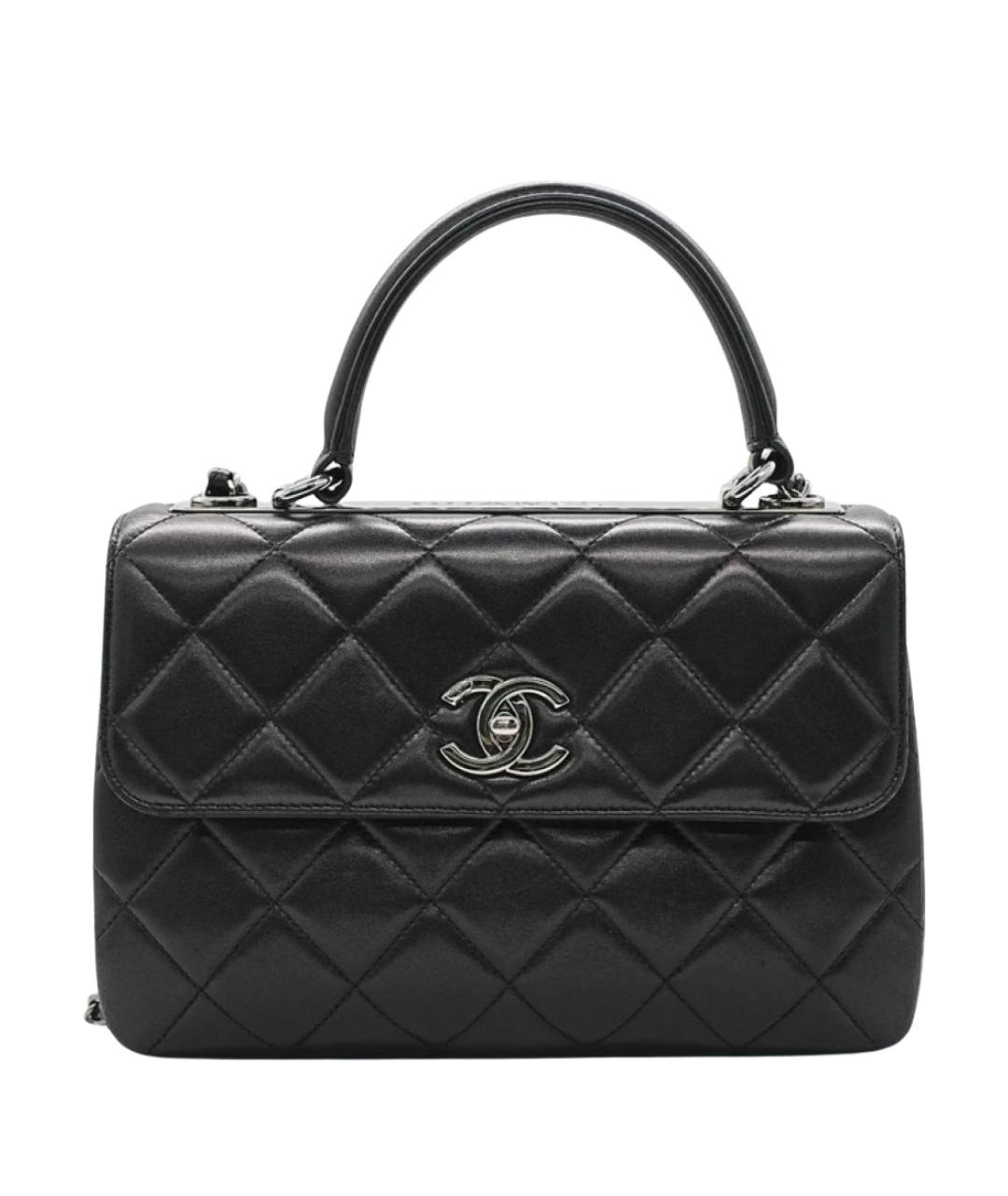 CHANEL Черная кожаная сумка с короткими ручками, фото 1