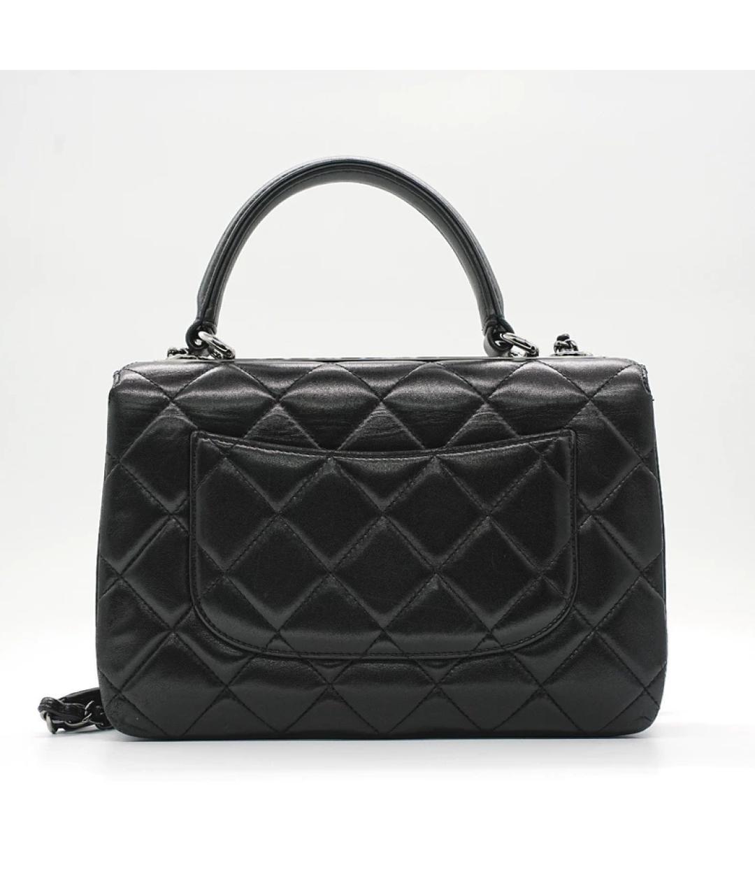 CHANEL Черная кожаная сумка с короткими ручками, фото 6