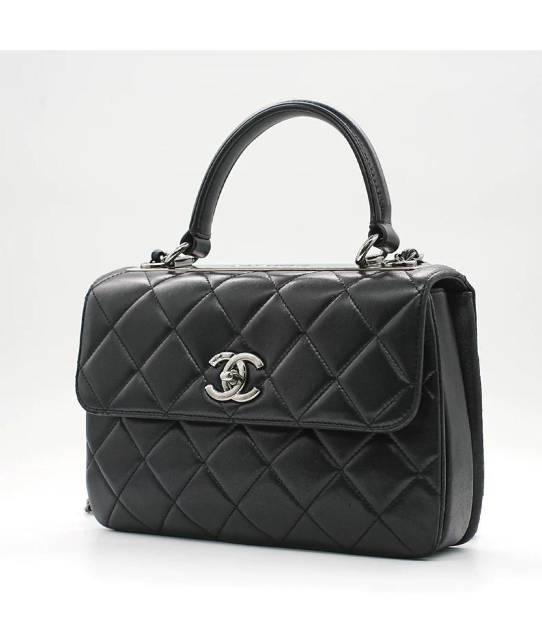 CHANEL Черная кожаная сумка с короткими ручками, фото 4