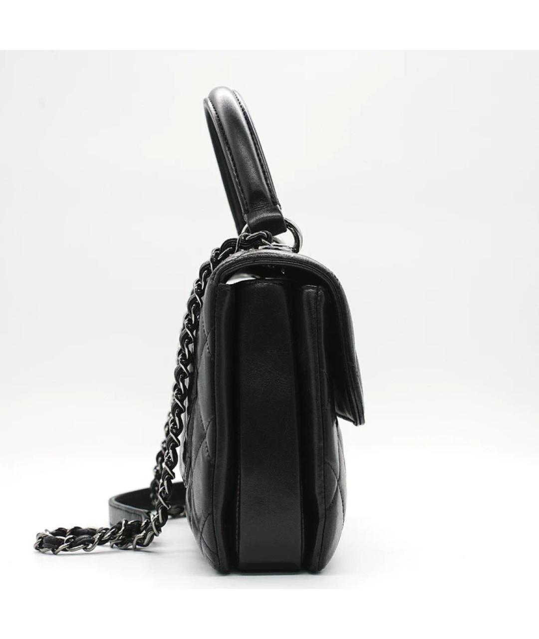 CHANEL Черная кожаная сумка с короткими ручками, фото 2