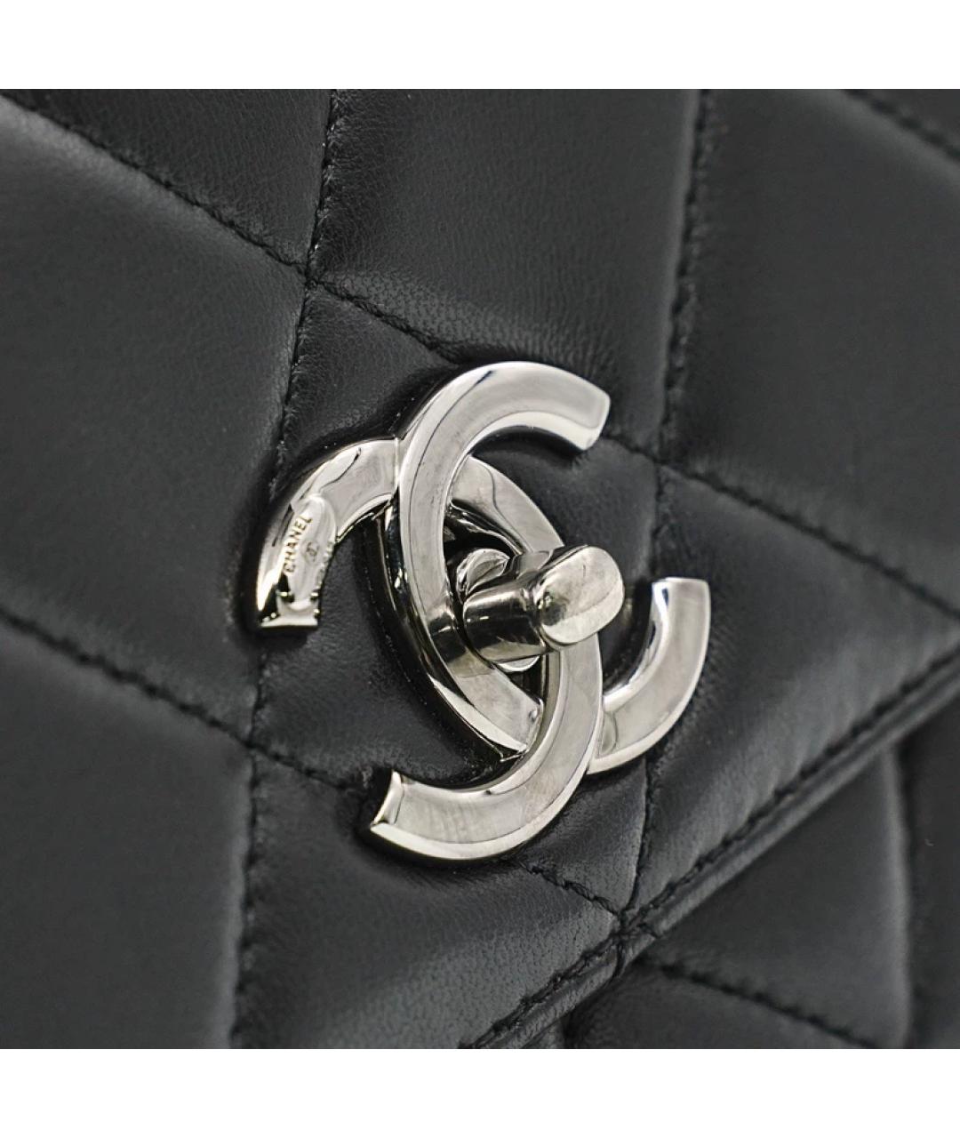 CHANEL Черная кожаная сумка с короткими ручками, фото 7