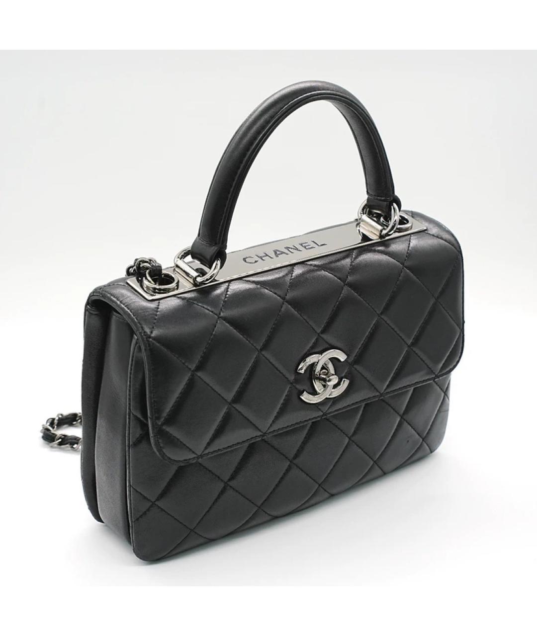 CHANEL Черная кожаная сумка с короткими ручками, фото 3