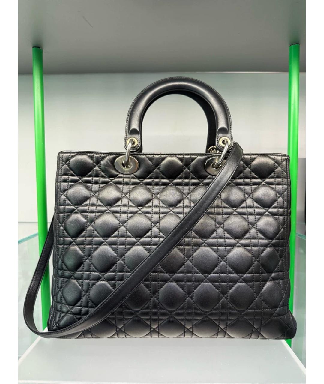 CHRISTIAN DIOR Черная кожаная сумка с короткими ручками, фото 5