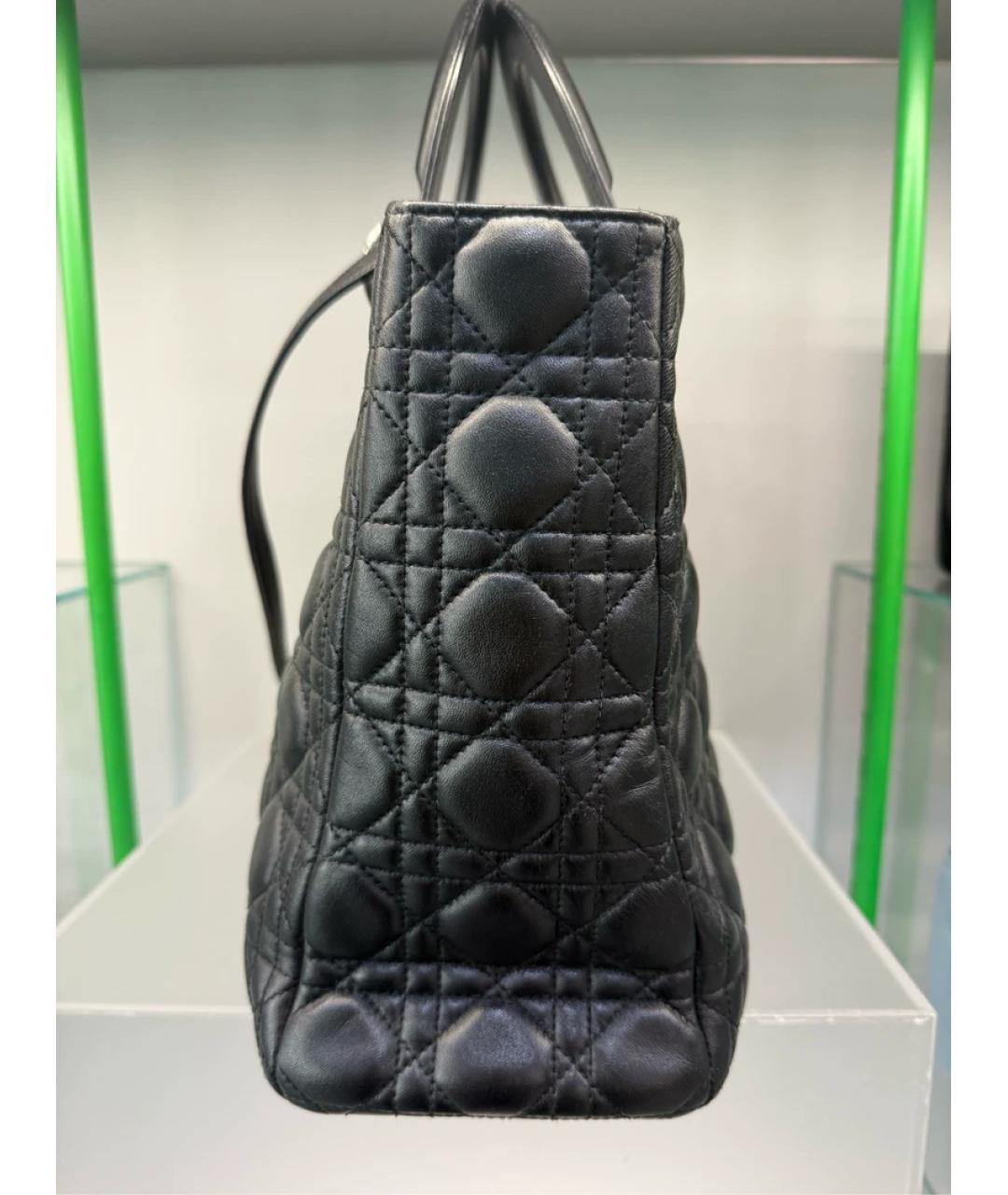 CHRISTIAN DIOR Черная кожаная сумка с короткими ручками, фото 2