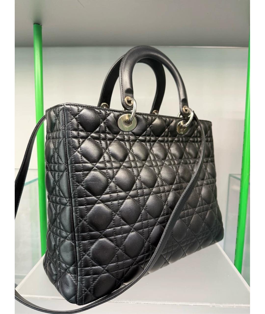 CHRISTIAN DIOR Черная кожаная сумка с короткими ручками, фото 3