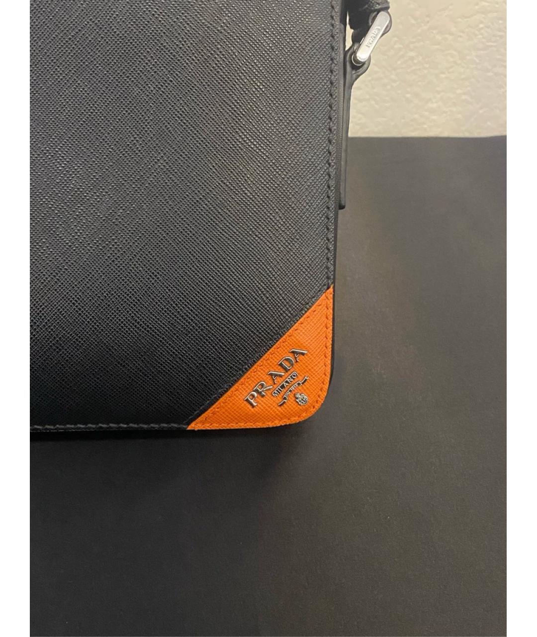 PRADA Черная кожаная сумка с короткими ручками, фото 6