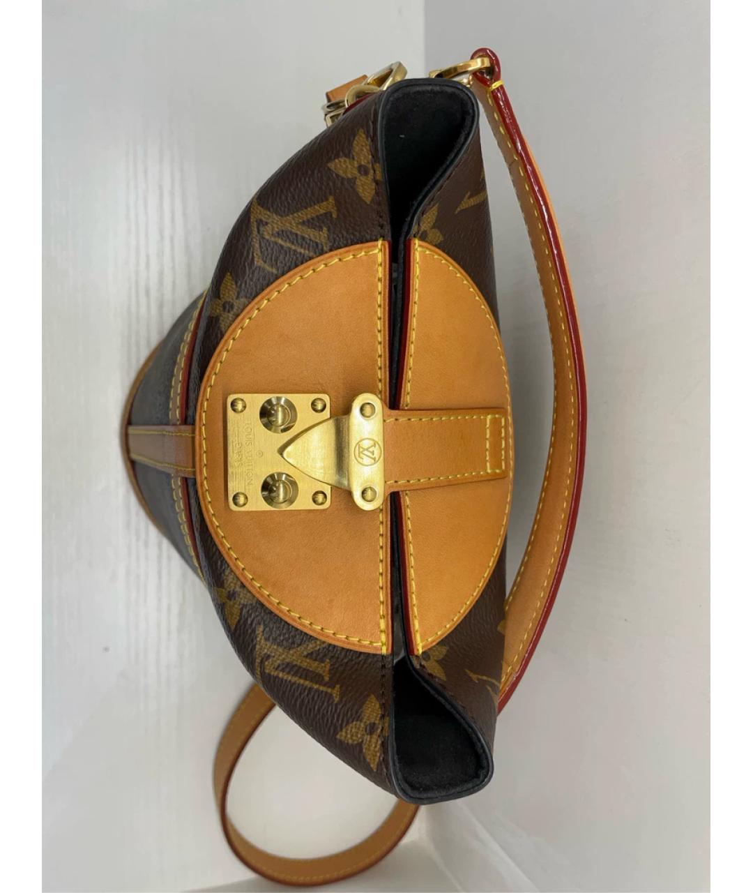 LOUIS VUITTON Коричневая кожаная сумка с короткими ручками, фото 6