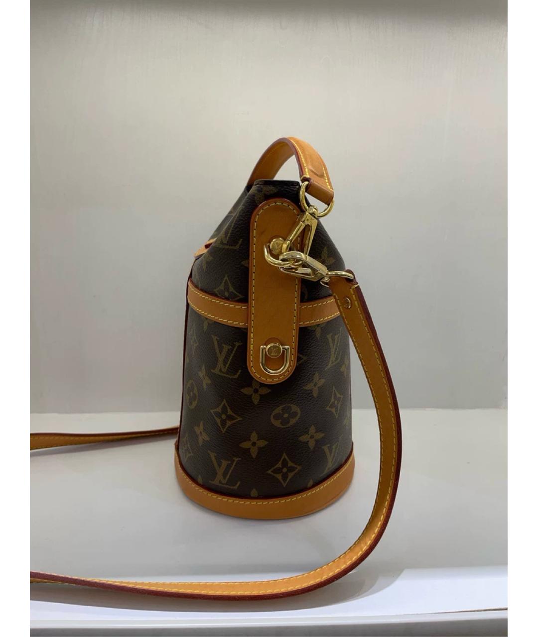 LOUIS VUITTON Коричневая кожаная сумка с короткими ручками, фото 3