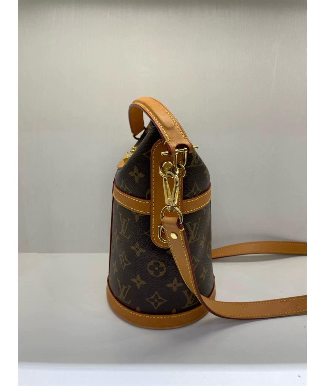 LOUIS VUITTON Коричневая кожаная сумка с короткими ручками, фото 4