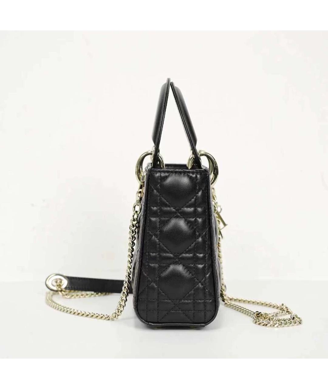 CHRISTIAN DIOR Черная кожаная сумка с короткими ручками, фото 4
