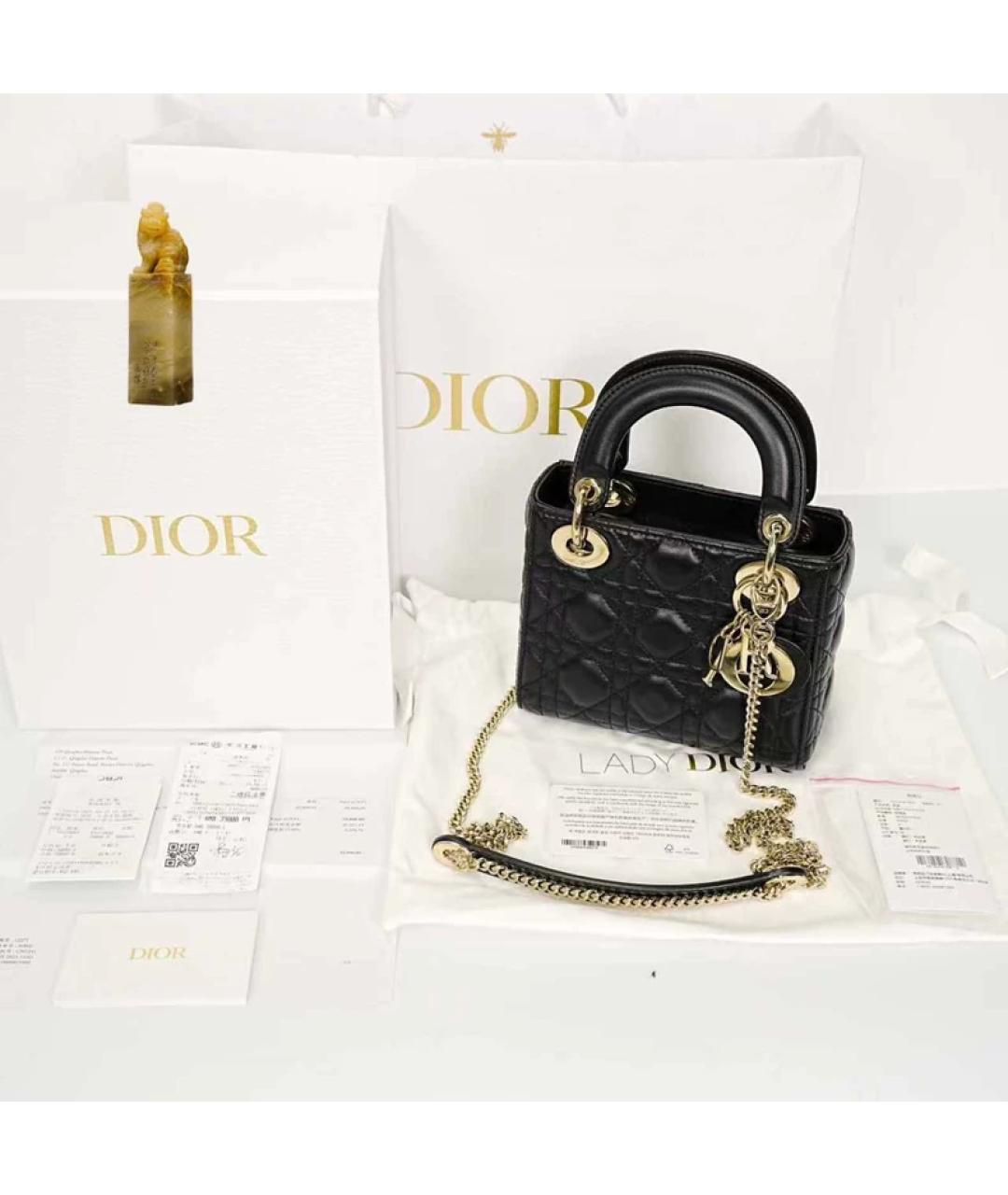 CHRISTIAN DIOR Черная кожаная сумка с короткими ручками, фото 9