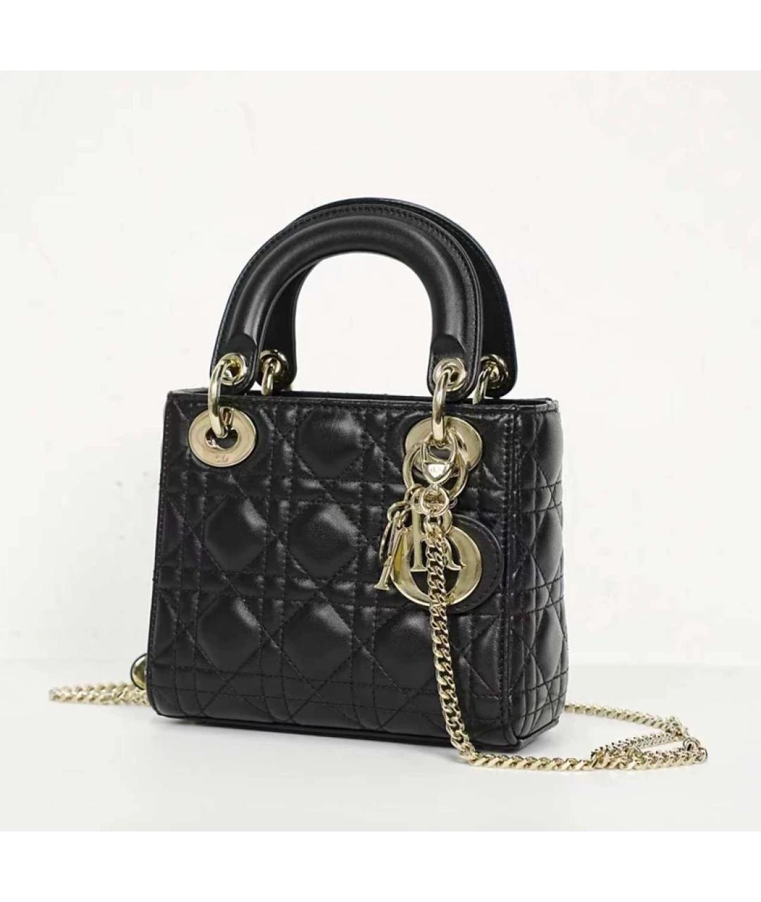 CHRISTIAN DIOR Черная кожаная сумка с короткими ручками, фото 2