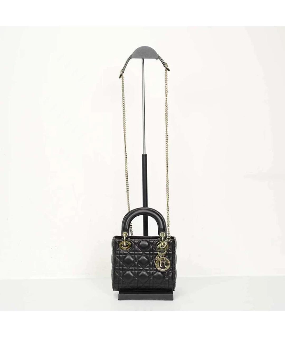 CHRISTIAN DIOR Черная кожаная сумка с короткими ручками, фото 8