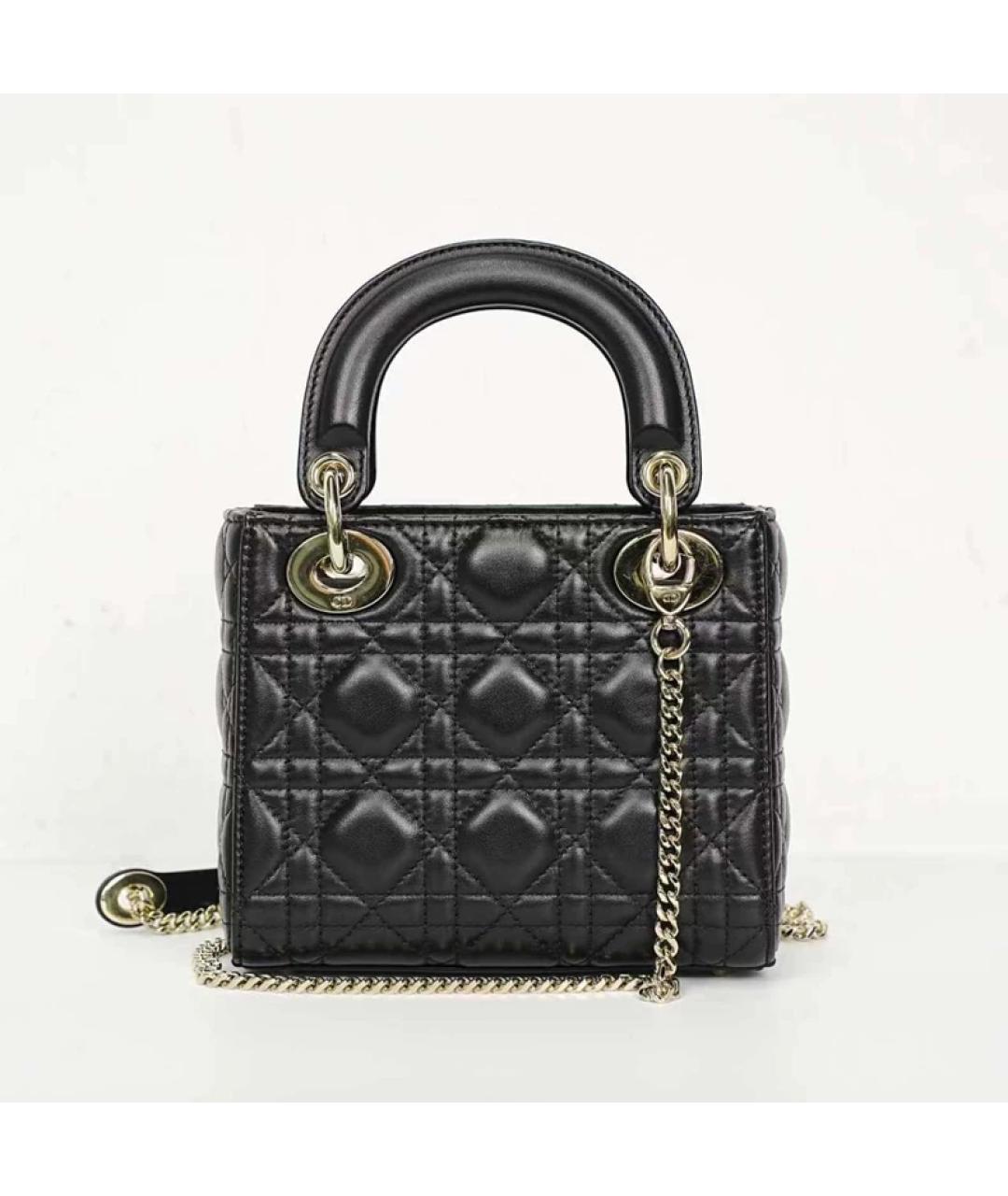 CHRISTIAN DIOR Черная кожаная сумка с короткими ручками, фото 5