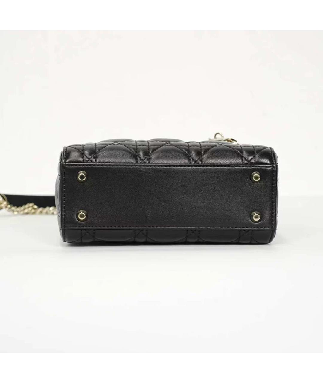 CHRISTIAN DIOR Черная кожаная сумка с короткими ручками, фото 7