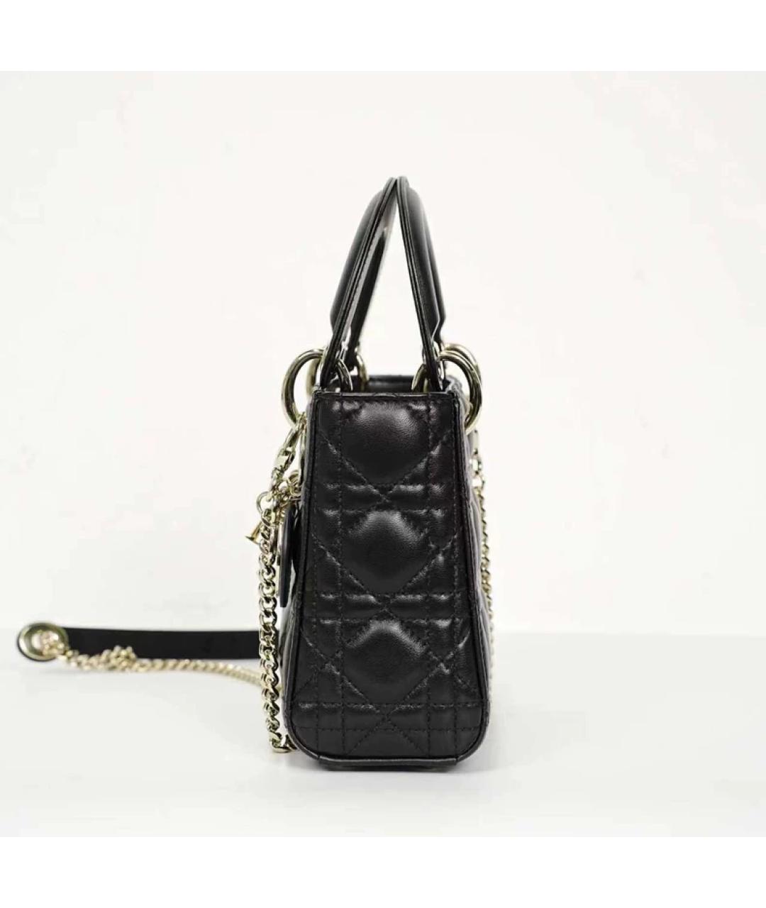 CHRISTIAN DIOR Черная кожаная сумка с короткими ручками, фото 6