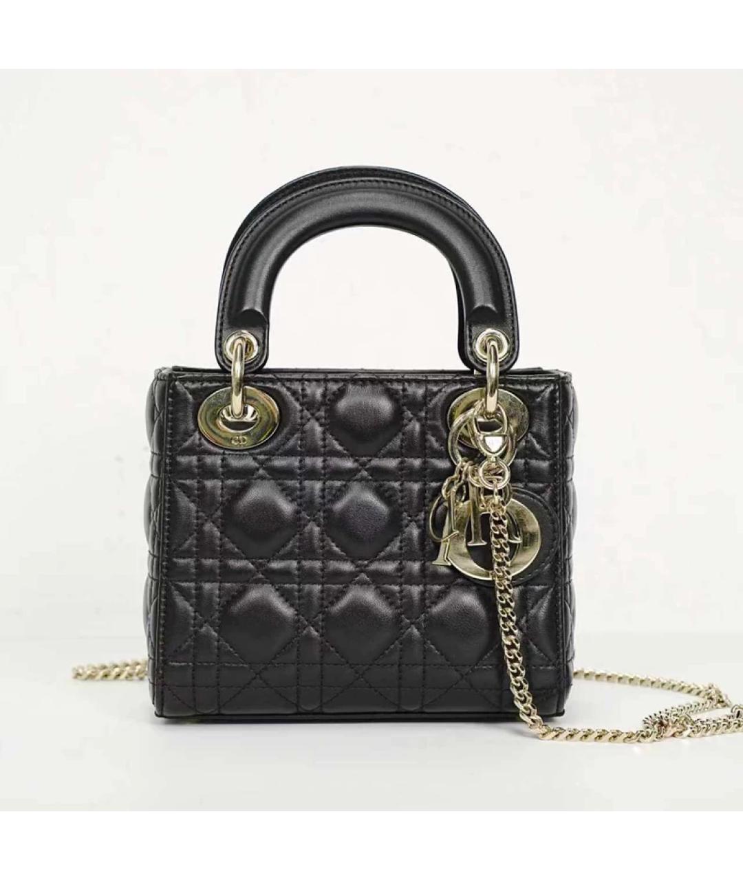 CHRISTIAN DIOR Черная кожаная сумка с короткими ручками, фото 10