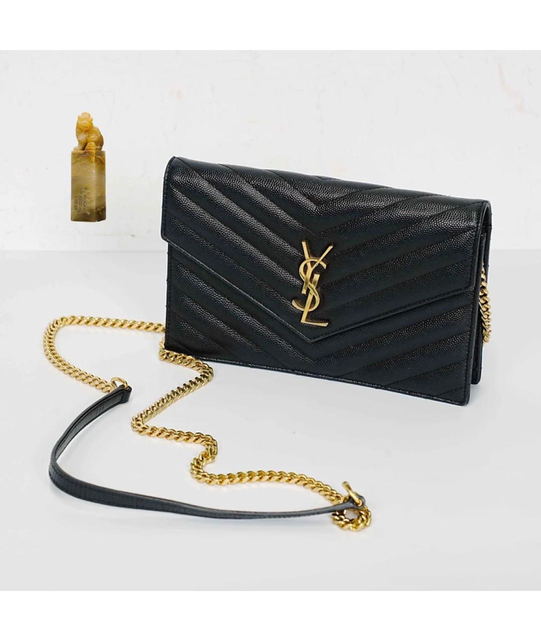 SAINT LAURENT Черная кожаная сумка через плечо, фото 9