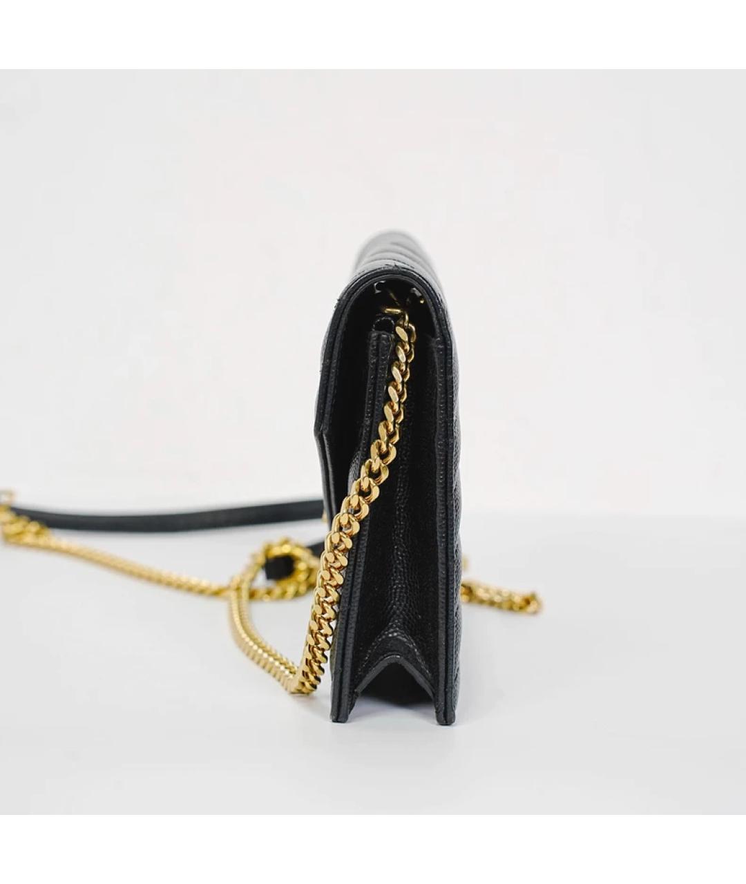 SAINT LAURENT Черная кожаная сумка через плечо, фото 4