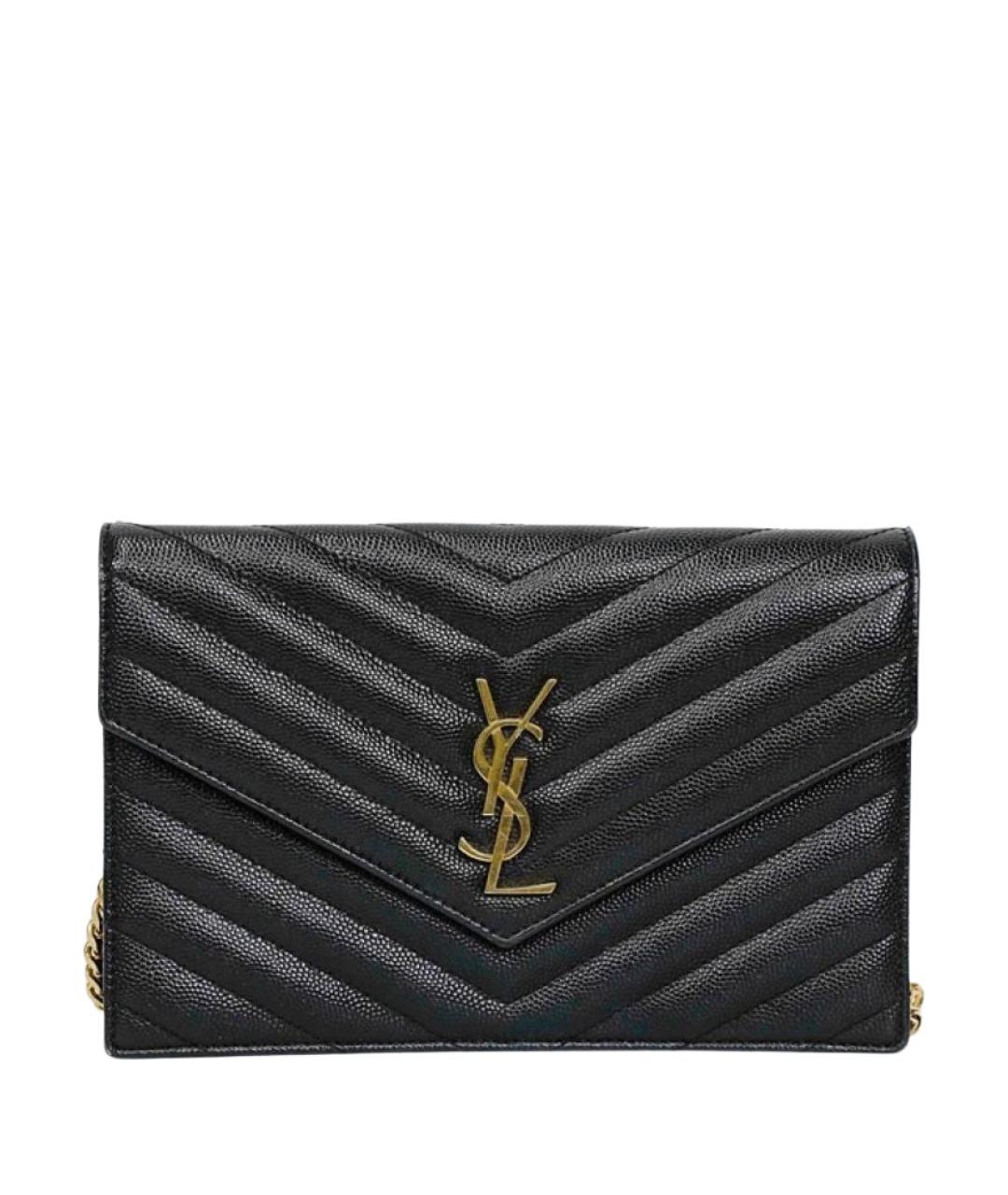 SAINT LAURENT Черная кожаная сумка через плечо, фото 1