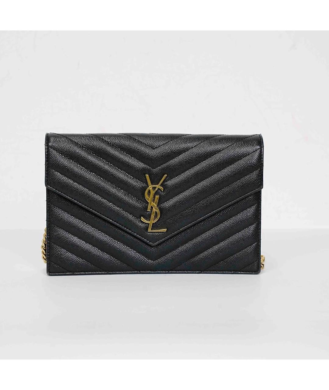 SAINT LAURENT Черная кожаная сумка через плечо, фото 10