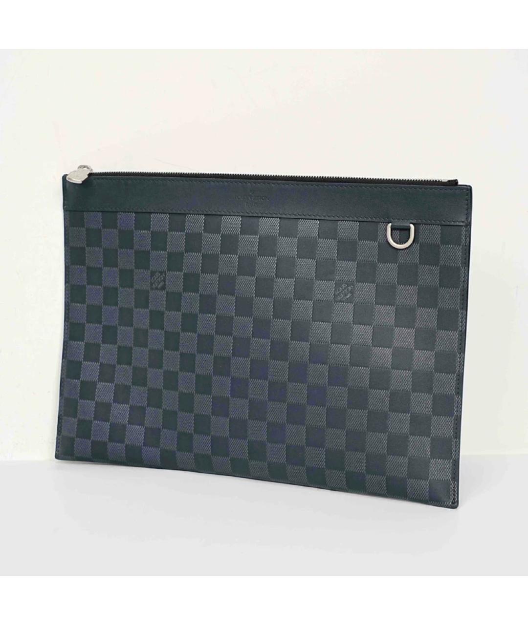 LOUIS VUITTON Черная кожаная сумка с короткими ручками, фото 3