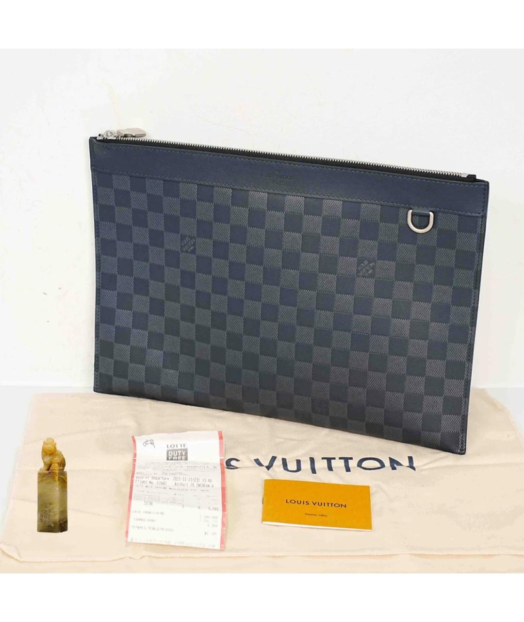 LOUIS VUITTON Черная кожаная сумка с короткими ручками, фото 6