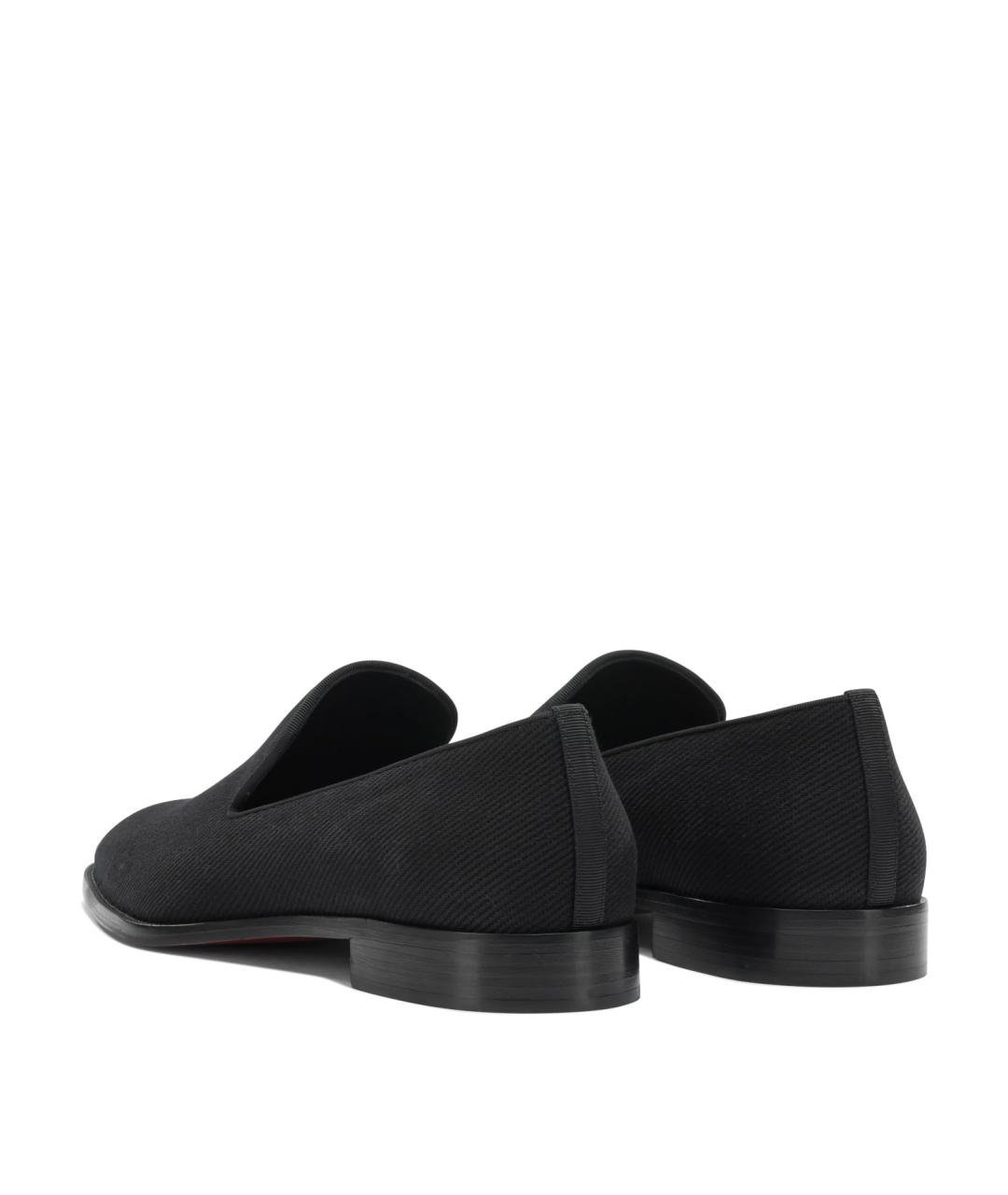 CHRISTIAN LOUBOUTIN Черные текстильные лоферы, фото 2