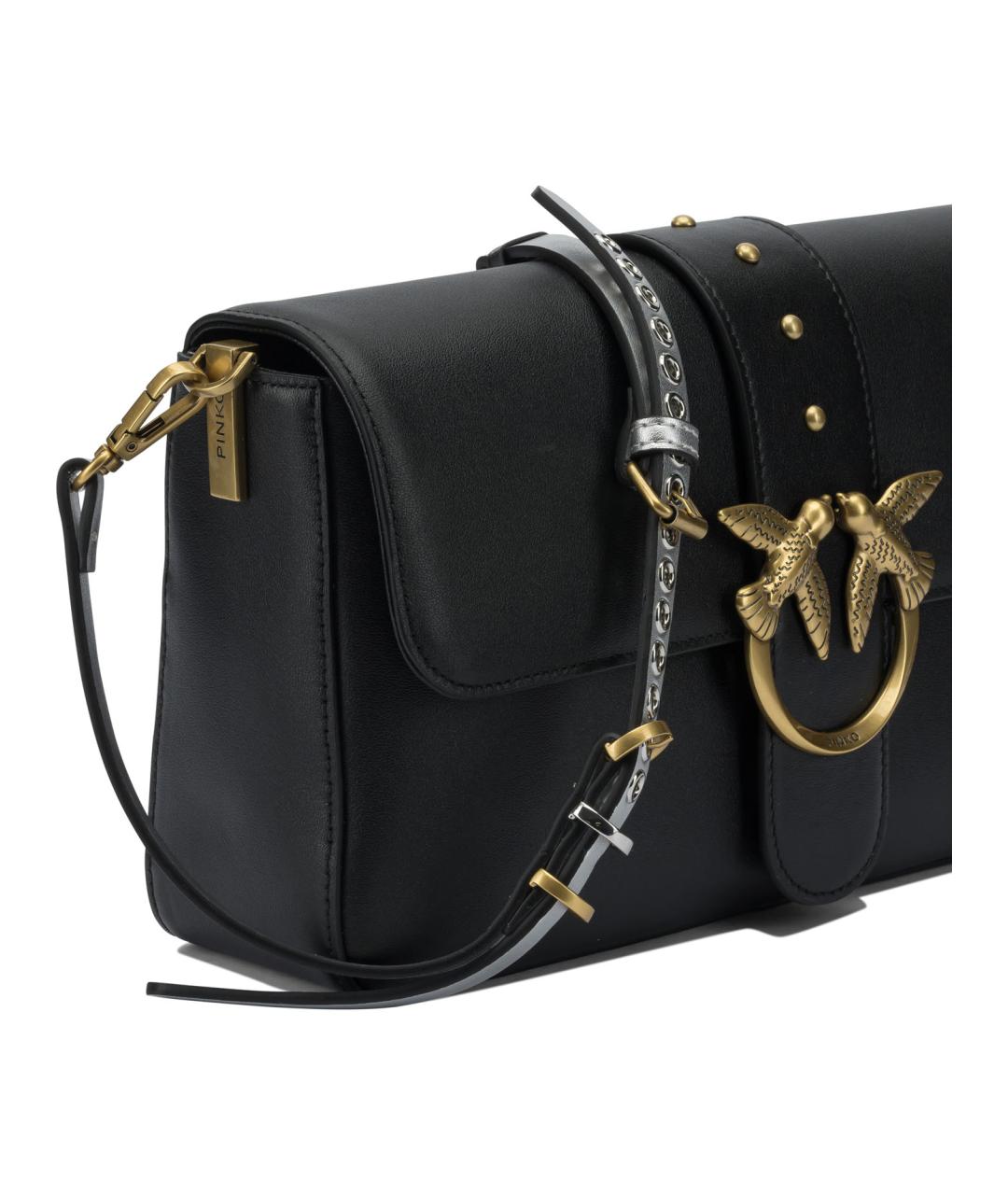 PINKO Черная кожаная сумка через плечо, фото 4